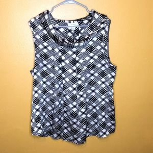 Dress Barn Blouse Black & Cream Slouch Sleeveless Plus 18/20